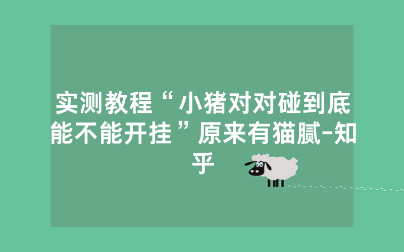 实测教程“小猪对对碰到底能不能开挂”原来有猫腻-知乎