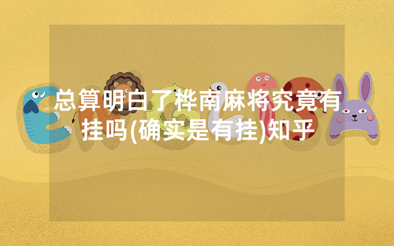 总算明白了桦南麻将究竟有挂吗(确实是有挂)知乎