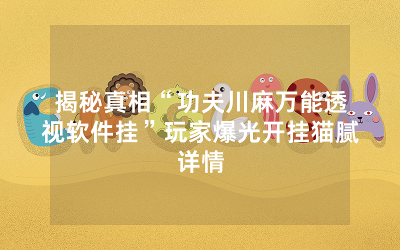 揭秘真相“功夫川麻万能透视软件挂”玩家爆光开挂猫腻详情