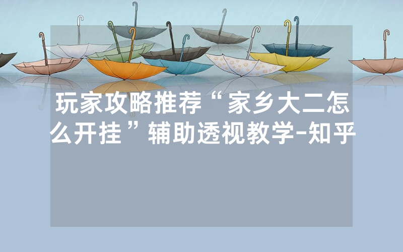 玩家攻略推荐“家乡大二怎么开挂”辅助透视教学-知乎