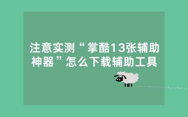 注意实测“掌酷13张辅助神器”怎么下载辅助工具