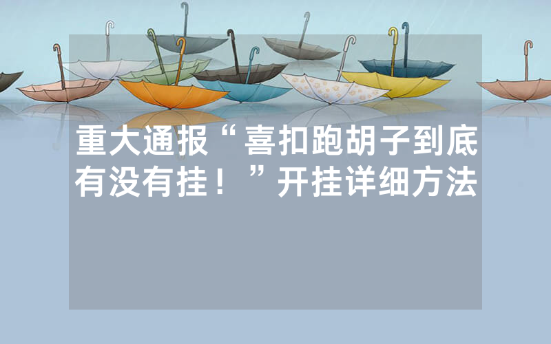 重大通报“喜扣跑胡子到底有没有挂！”开挂详细方法