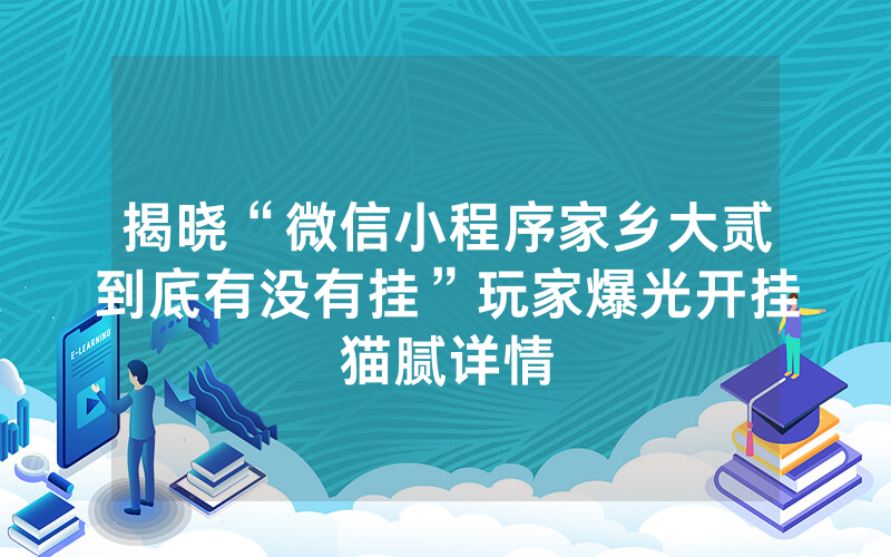 揭晓“微信小程序家乡大贰到底有没有挂”玩家爆光开挂猫腻详情
