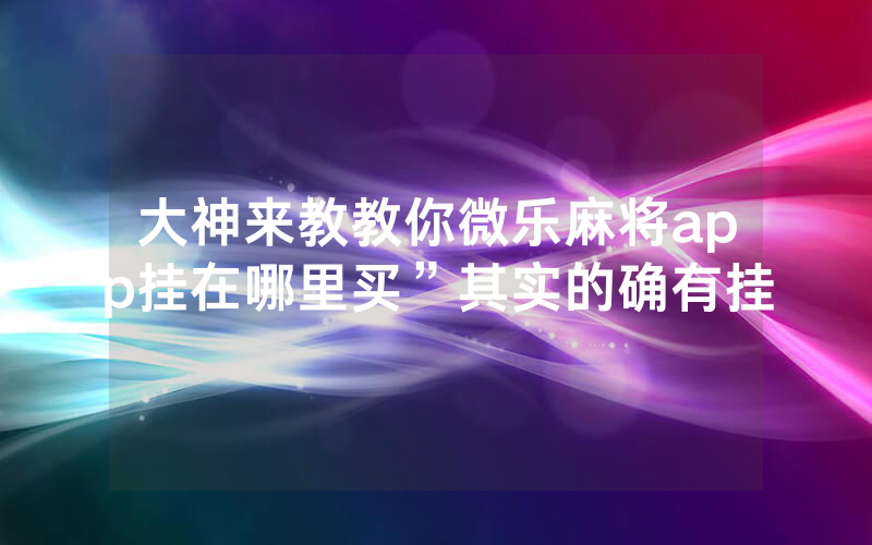 大神来教教你微乐麻将app挂在哪里买”其实的确有挂