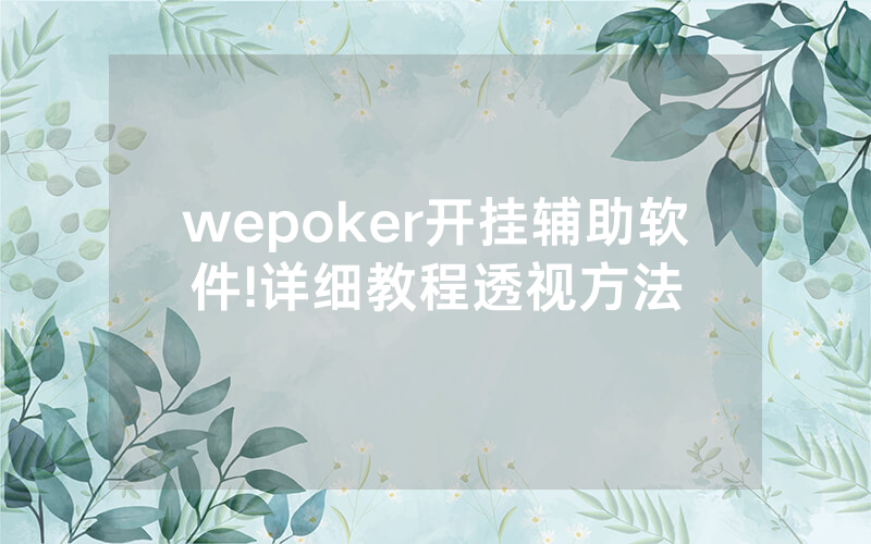 wepoker开挂辅助软件!详细教程透视方法