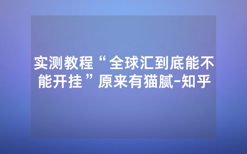 实测教程“全球汇到底能不能开挂”原来有猫腻-知乎
