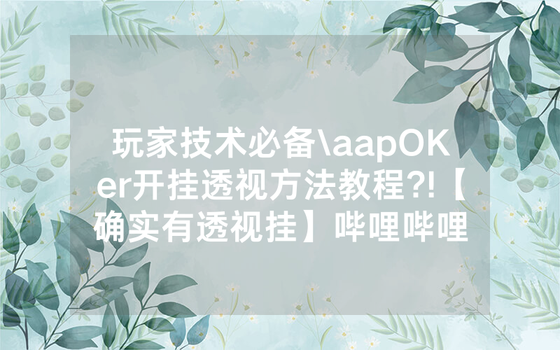 玩家技术必备\aapOKer开挂透视方法教程?!【确实有透视挂】哔哩哔哩