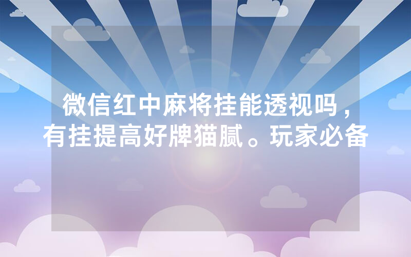 微信红中麻将挂能透视吗，有挂提高好牌猫腻。玩家必备
