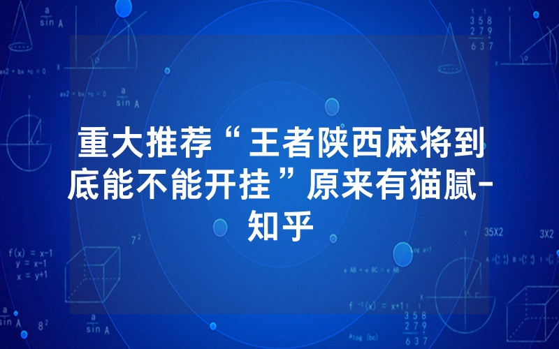 重大推荐“王者陕西麻将到底能不能开挂”原来有猫腻-知乎