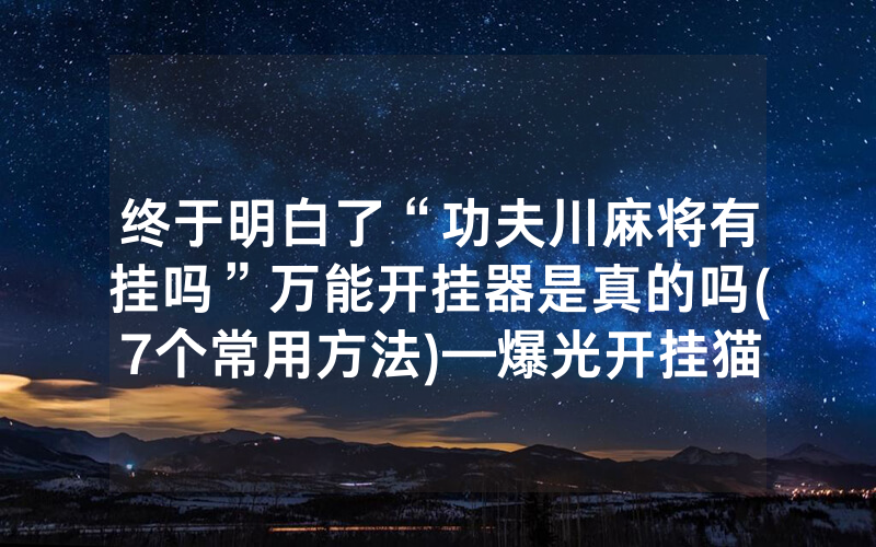 终于明白了“功夫川麻将有挂吗”万能开挂器是真的吗(7个常用方法)—爆光开挂猫腻详情