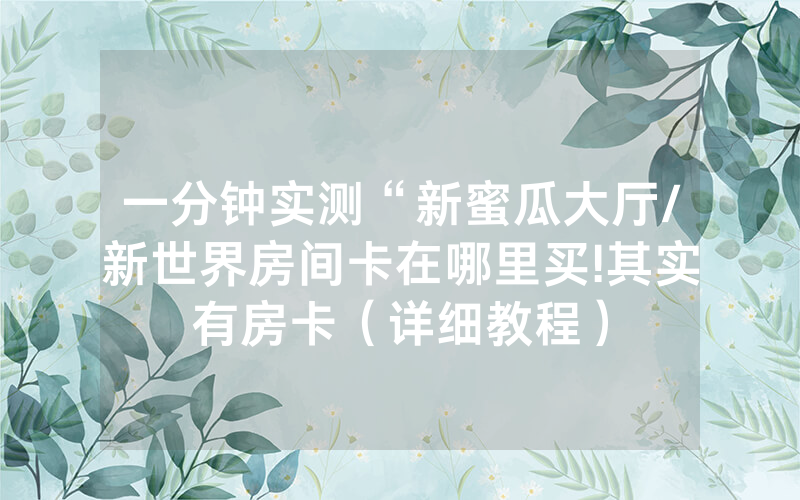 一分钟实测“新蜜瓜大厅/新世界房间卡在哪里买!其实有房卡（详细教程）