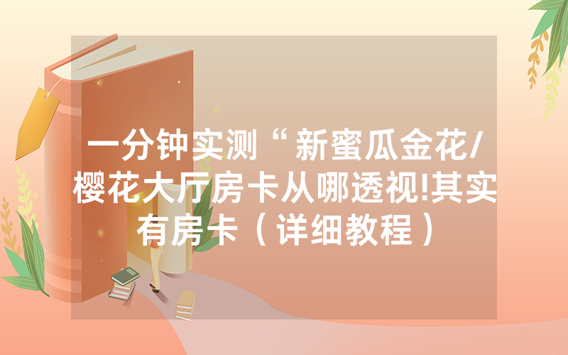 一分钟实测“新蜜瓜金花/樱花大厅房卡从哪透视!其实有房卡（详细教程）