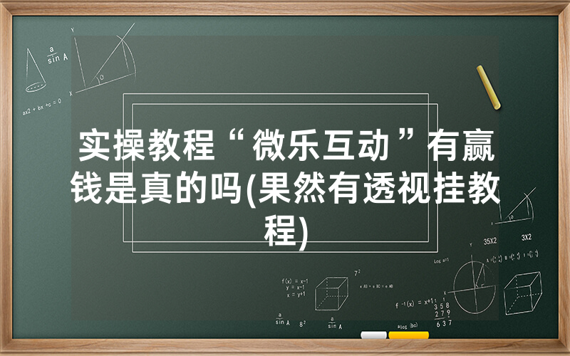 实操教程“微乐互动”有赢钱是真的吗(果然有透视挂教程)