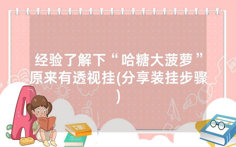 经验了解下“哈糖大菠萝”原来有透视挂(分享装挂步骤)