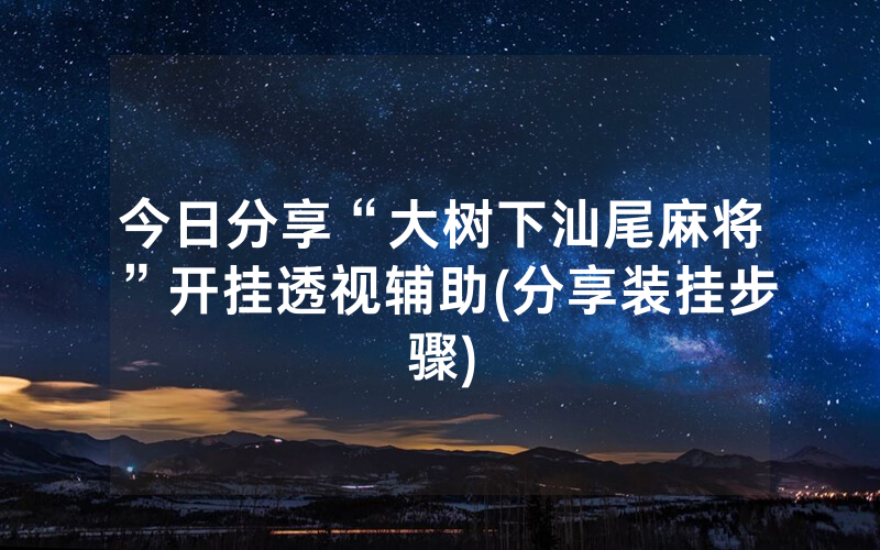 今日分享“大树下汕尾麻将”开挂透视辅助(分享装挂步骤)