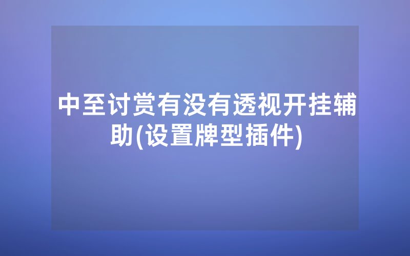 中至讨赏有没有透视开挂辅助(设置牌型插件)