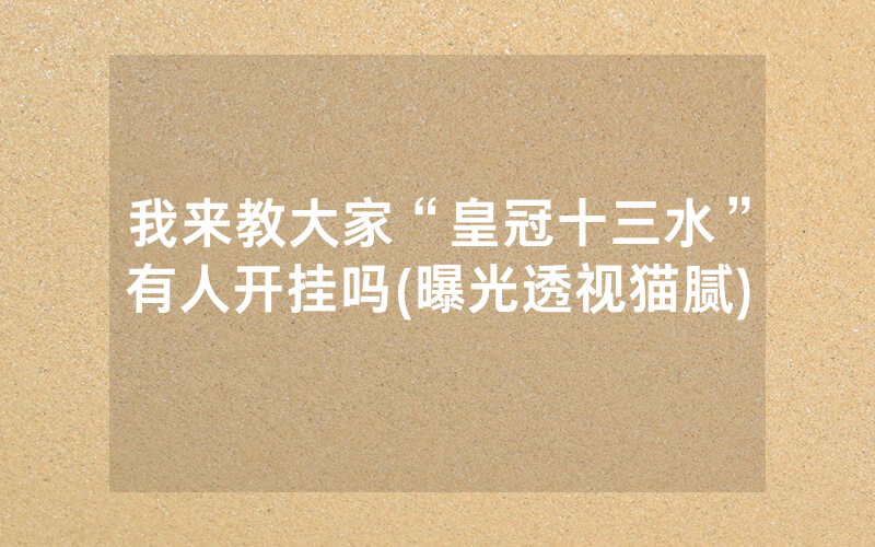 我来教大家“皇冠十三水”有人开挂吗(曝光透视猫腻)