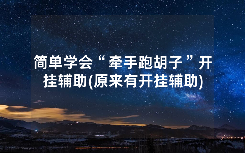 简单学会“牵手跑胡子”开挂辅助(原来有开挂辅助)