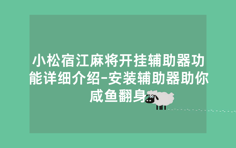 小松宿江麻将开挂辅助器功能详细介绍-安装辅助器助你咸鱼翻身