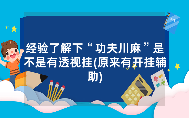 经验了解下“功夫川麻”是不是有透视挂(原来有开挂辅助)