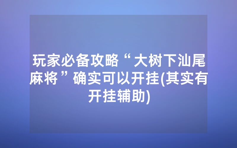 玩家必备攻略“大树下汕尾麻将”确实可以开挂(其实有开挂辅助)