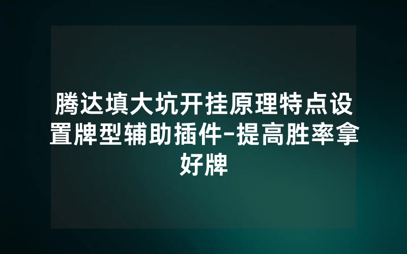腾达填大坑开挂原理特点设置牌型辅助插件-提高胜率拿好牌