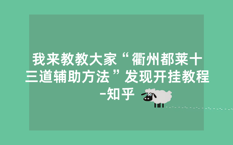 我来教教大家“衢州都莱十三道辅助方法”发现开挂教程-知乎
