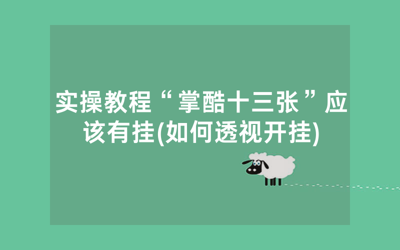 实操教程“掌酷十三张”应该有挂(如何透视开挂)