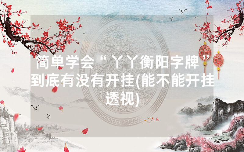 简单学会“丫丫衡阳字牌”到底有没有开挂(能不能开挂透视)