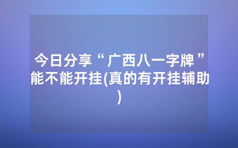今日分享“广西八一字牌”能不能开挂(真的有开挂辅助)