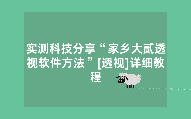 实测科技分享“家乡大贰透视软件方法”[透视]详细教程