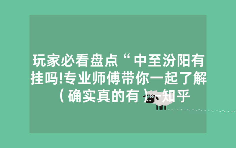 玩家必看盘点“中至汾阳有挂吗!专业师傅带你一起了解（确实真的有）-知乎