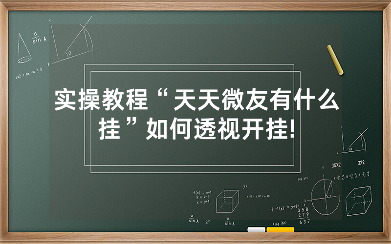 实操教程“天天微友有什么挂”如何透视开挂!