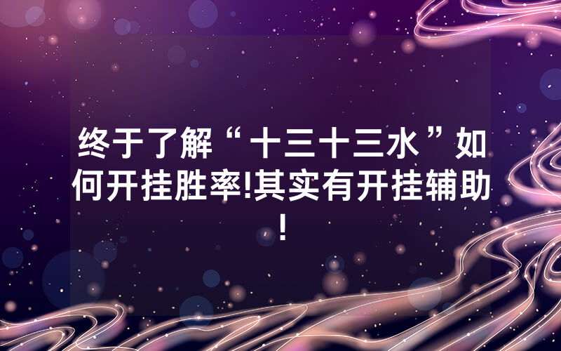 终于了解“十三十三水”如何开挂胜率!其实有开挂辅助!