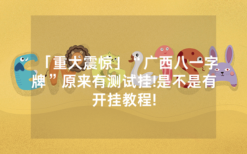 「重大震惊」“广西八一字牌”原来有测试挂!是不是有开挂教程!
