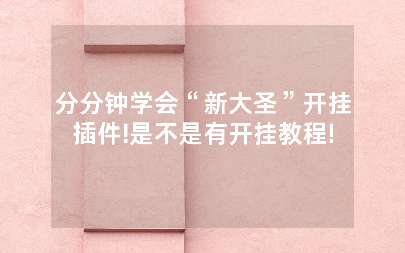 分分钟学会“新大圣”开挂插件!是不是有开挂教程!