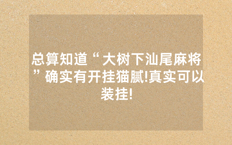 总算知道“大树下汕尾麻将”确实有开挂猫腻!真实可以装挂!