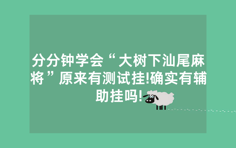 分分钟学会“大树下汕尾麻将”原来有测试挂!确实有辅助挂吗!