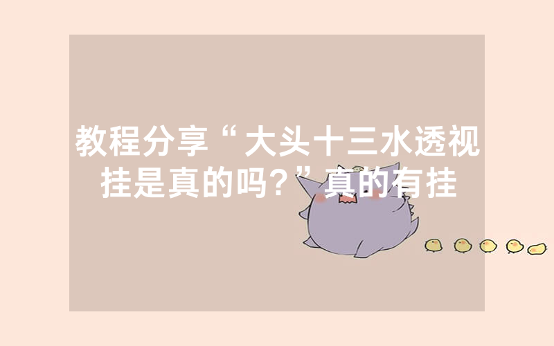 教程分享“大头十三水透视挂是真的吗?”真的有挂