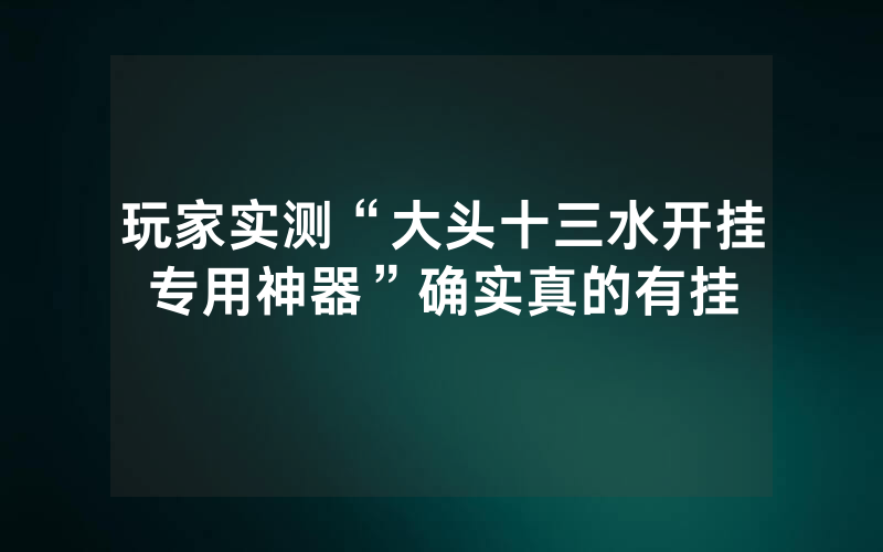 玩家实测“大头十三水开挂专用神器”确实真的有挂