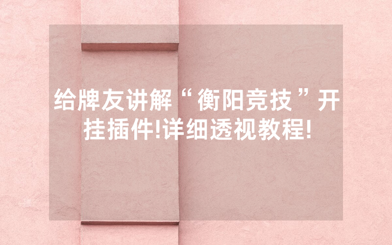 给牌友讲解“衡阳竞技”开挂插件!详细透视教程!