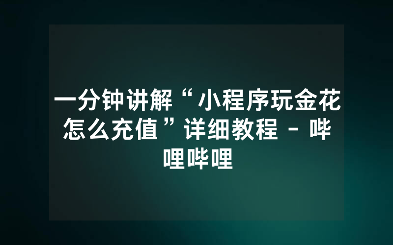 一分钟讲解“小程序玩金花怎么充值”详细教程 - 哔哩哔哩