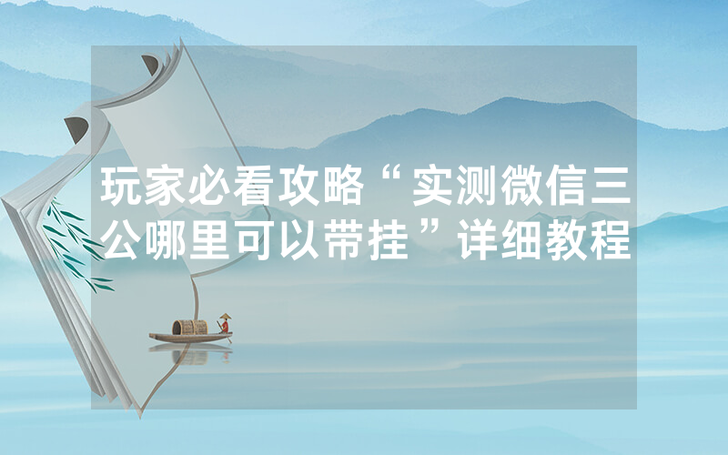 玩家必看攻略“实测微信三公哪里可以带挂”详细教程