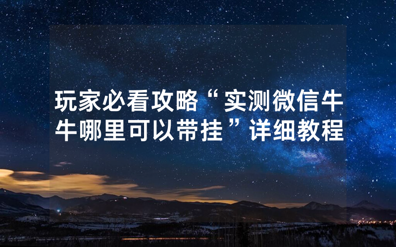 玩家必看攻略“实测微信牛牛哪里可以带挂”详细教程