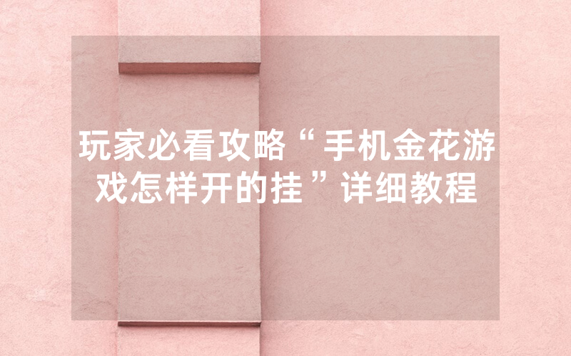 玩家必看攻略“手机金花游戏怎样开的挂”详细教程