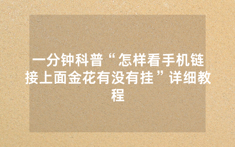 一分钟科普“怎样看手机链接上面金花有没有挂”详细教程