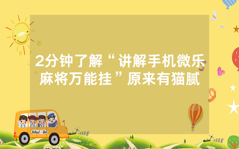 2分钟了解“讲解手机微乐麻将万能挂”原来有猫腻
