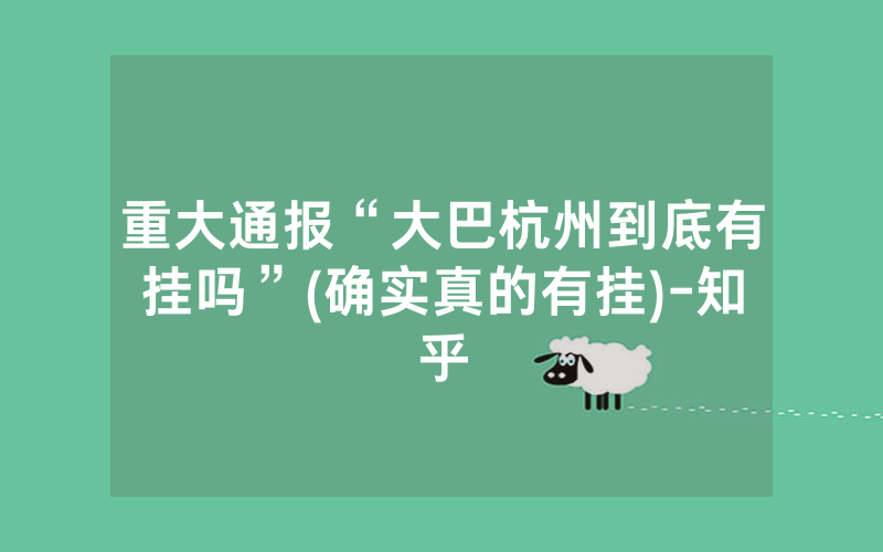 重大通报“大巴杭州到底有挂吗”(确实真的有挂)-知乎