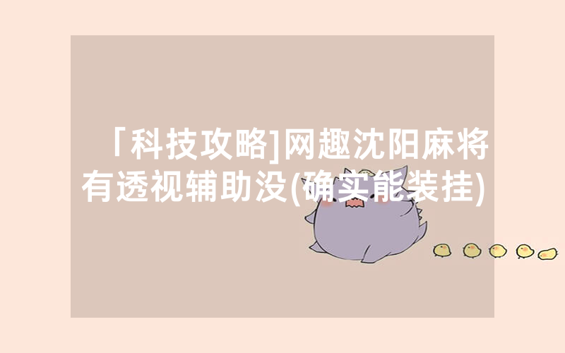 「科技攻略]网趣沈阳麻将有透视辅助没(确实能装挂)