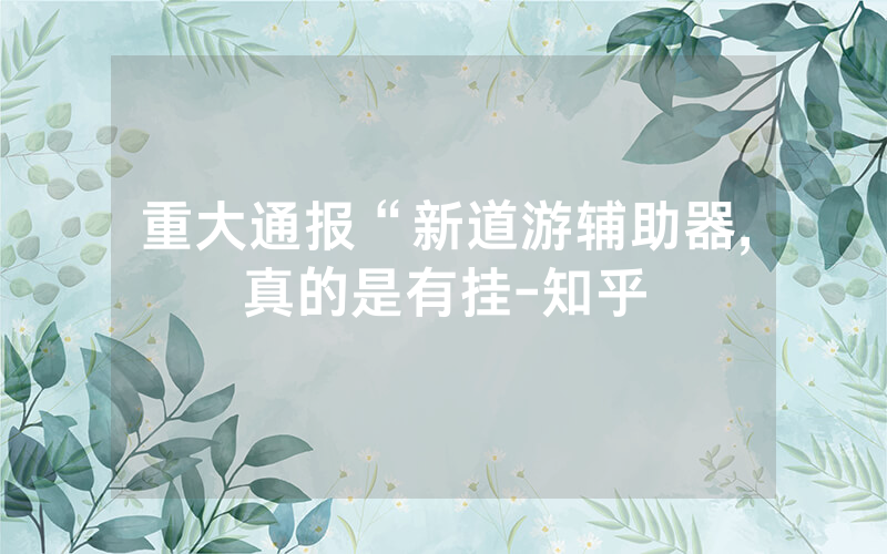 重大通报“新道游辅助器,真的是有挂-知乎